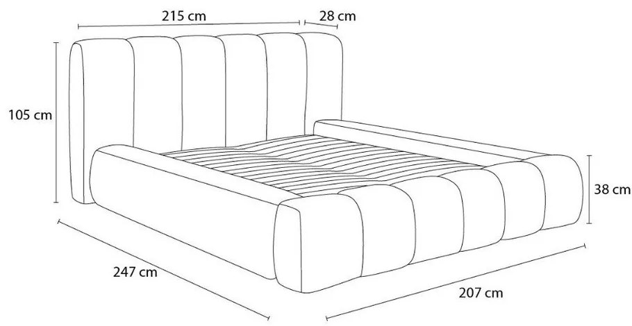 Pat matrimonial verde tapițat cu spațiu de depozitare cu somieră 160x200 cm Denali – Bobochic Paris