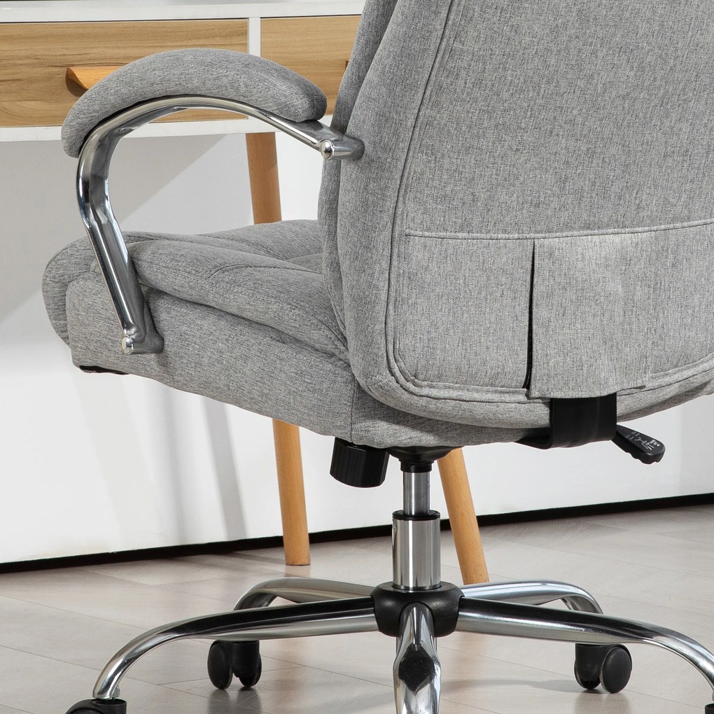 Vinsetto Scaun de birou ergonomic, spatar inalt, husa de respirabil, inaltime ajustabila, Gri | Aosom Romania