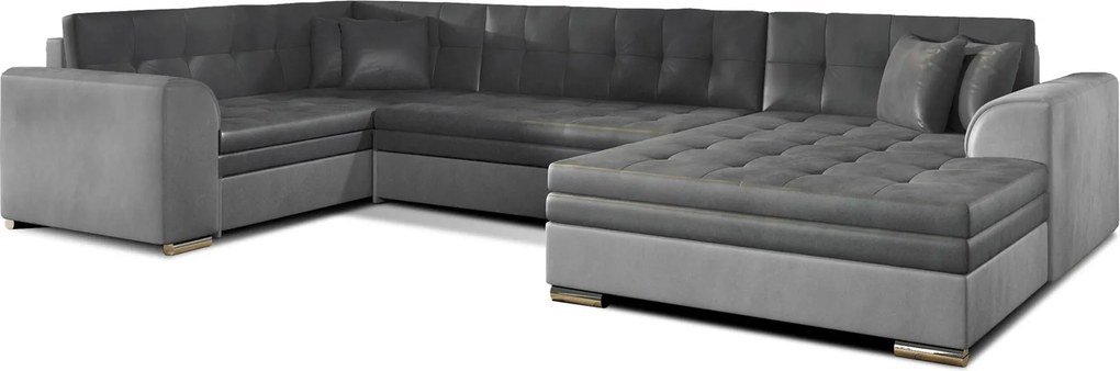 Colțar lemn masiv Formă U Extensibil Damasc 338x189cm Personalizabil - Monolith 97 + Monolith 84, Dreapta