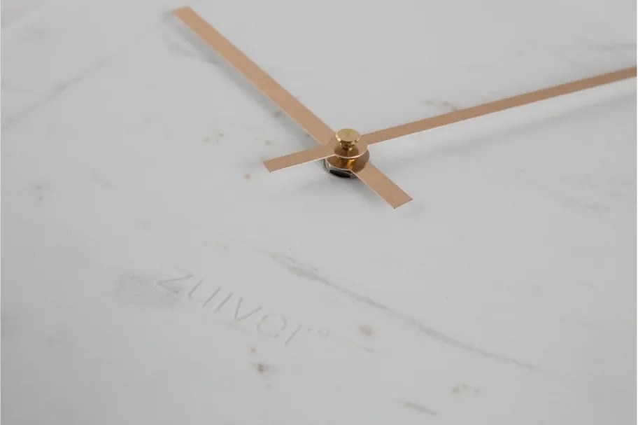 Ceas de perete din marmură Zuiver Marble Time, alb