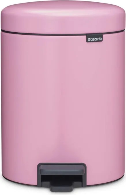 Cos de gunoi cu pedala Brabantia NewIcon 1010439, 5 l, Inchidere usoara, Baza antiderapanta, Roz