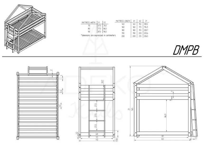 Pat pentru copii în culoare naturală cu spațiu de depozitare cu somieră 90x190 cm DMPB – Adeko