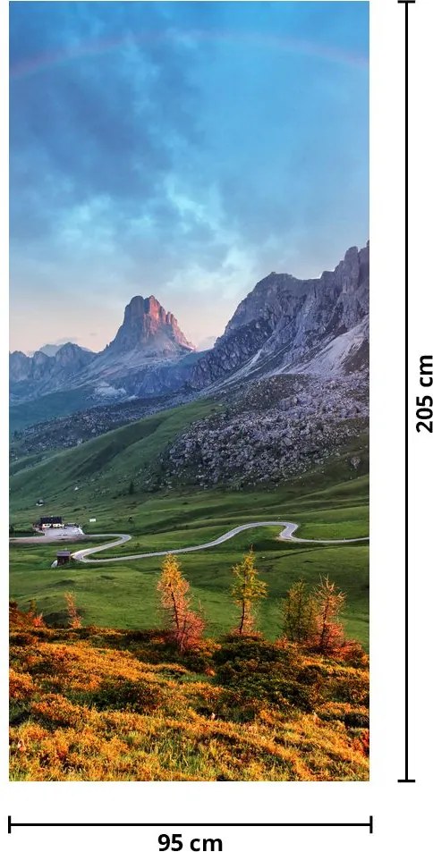 Fototapet pentru ușă - Curcubeu peste stânci (95x205cm)
