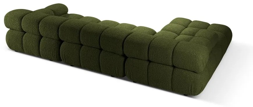 Colțar modular verde cu tapițerie din țesătură bouclé (cu colț pe partea stângă ) Bellis – Micadoni Home