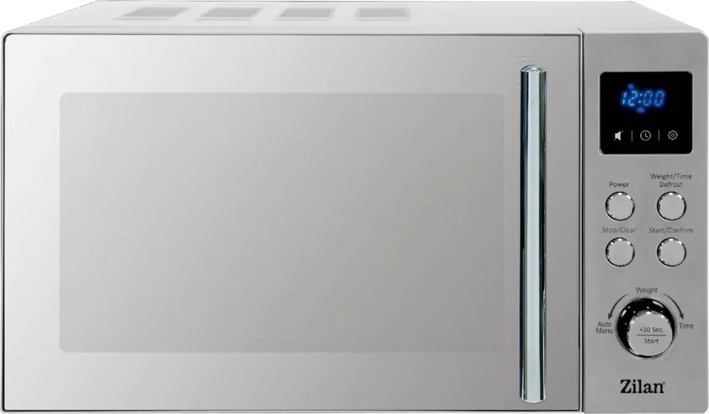 Cuptor cu microunde digital Zilan ZLN1238, Putere 700W, Capacitate 20L, Functie de dezghetare, Panou din inox, Afisaj digital