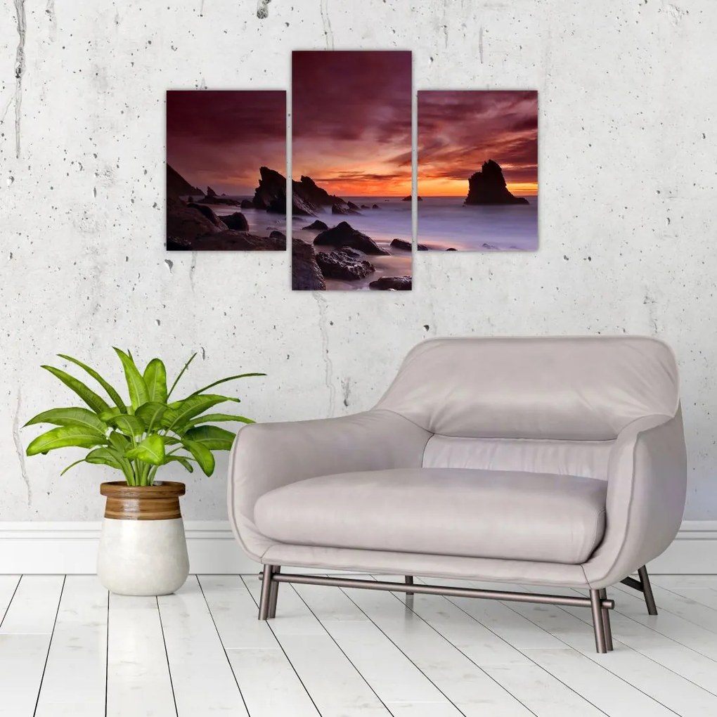 Tablou cu apus de soare pe mal (90x60 cm)