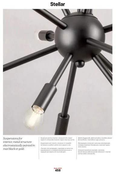 Redo 01-2935 - Lustru STELLAR suspendat pe cablu, 18xE14/25W/230V, auriu