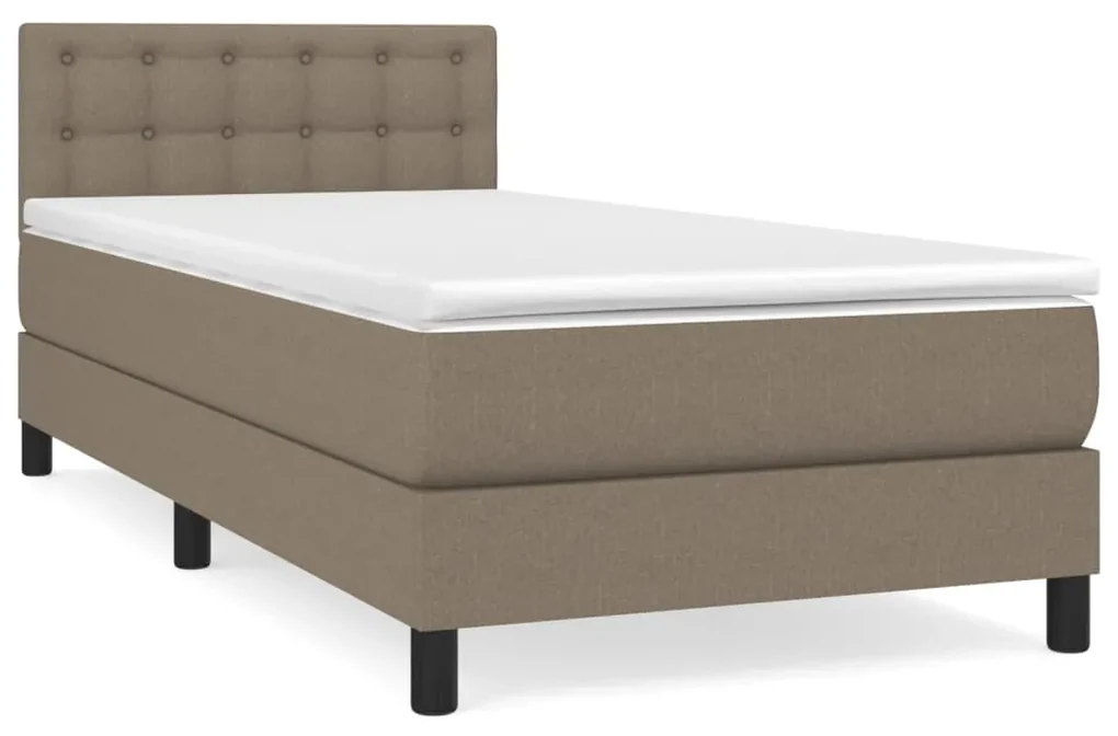 3140357 vidaXL Pat box spring cu saltea, gri taupe, 100x200 cm, textil