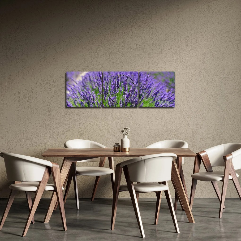 Tablou - lavanda (cu ceas) (90x30 cm)