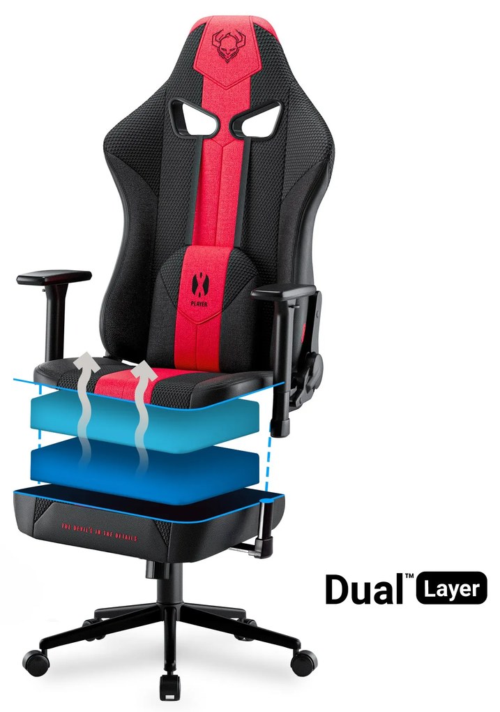 Scaun Din Material Textil Diablo X-Player 2.0 Small: Roșu-antracit