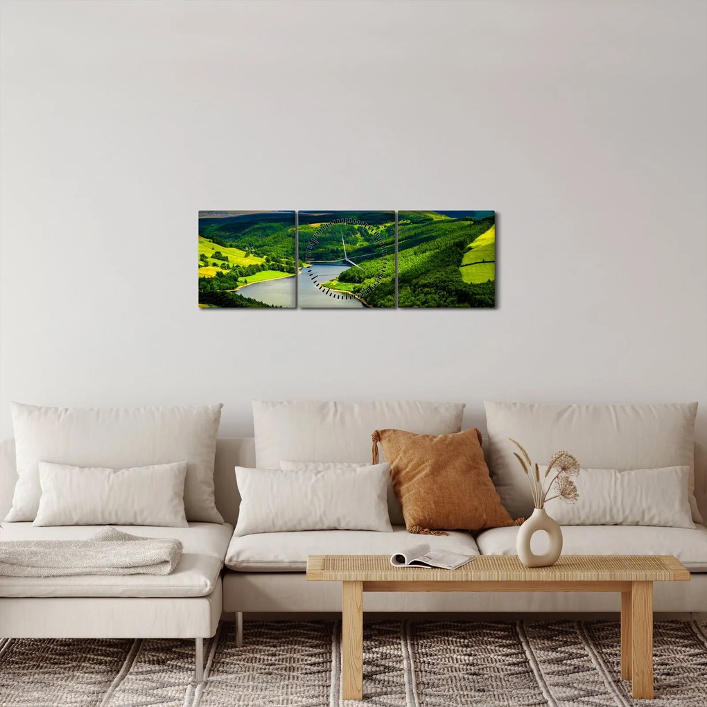 Tablou - Peisaj verde (cu ceas) (90x30 cm)