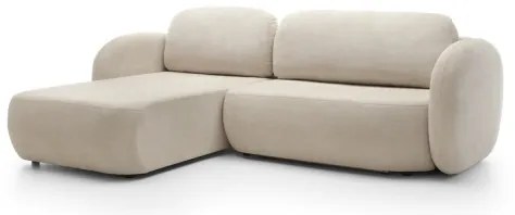 Canapea colțar extensibilă OLBIA în formă de L, cu spațiu de depozitare, pe partea stângă, bej