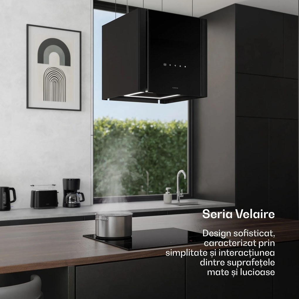 Klarstein Hota Velaire cu funcție de ridicare de 40 cm, Elegant, minimalist, puternic, CEE A++, 601 m³/h