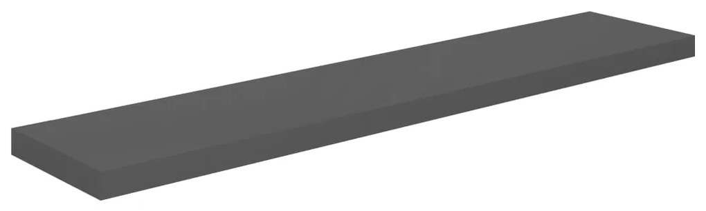 323799 vidaXL Raft de perete suspendat, gri extralucios, 120x23,5x3,8 cm, MDF