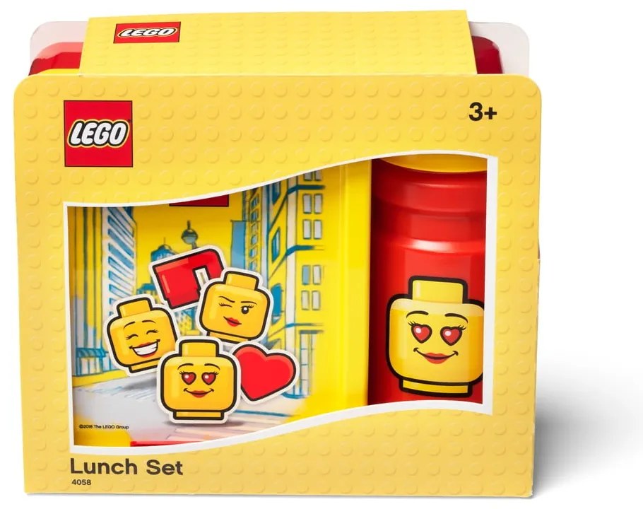 Set caserolă pentru gustări și sticlă LEGO® Iconic, roșu - galben