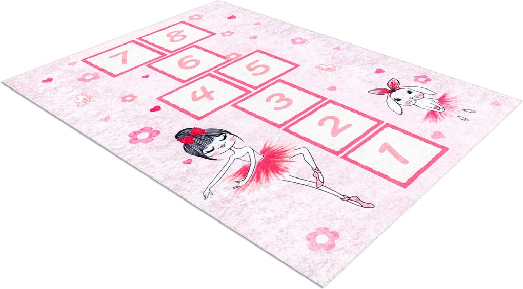 JUNIOR 51828.802 covor lavabil hopscotch, balerină pentru copii anti-alunecare - roz - SECUNDAR-COTATI PRODUSUL