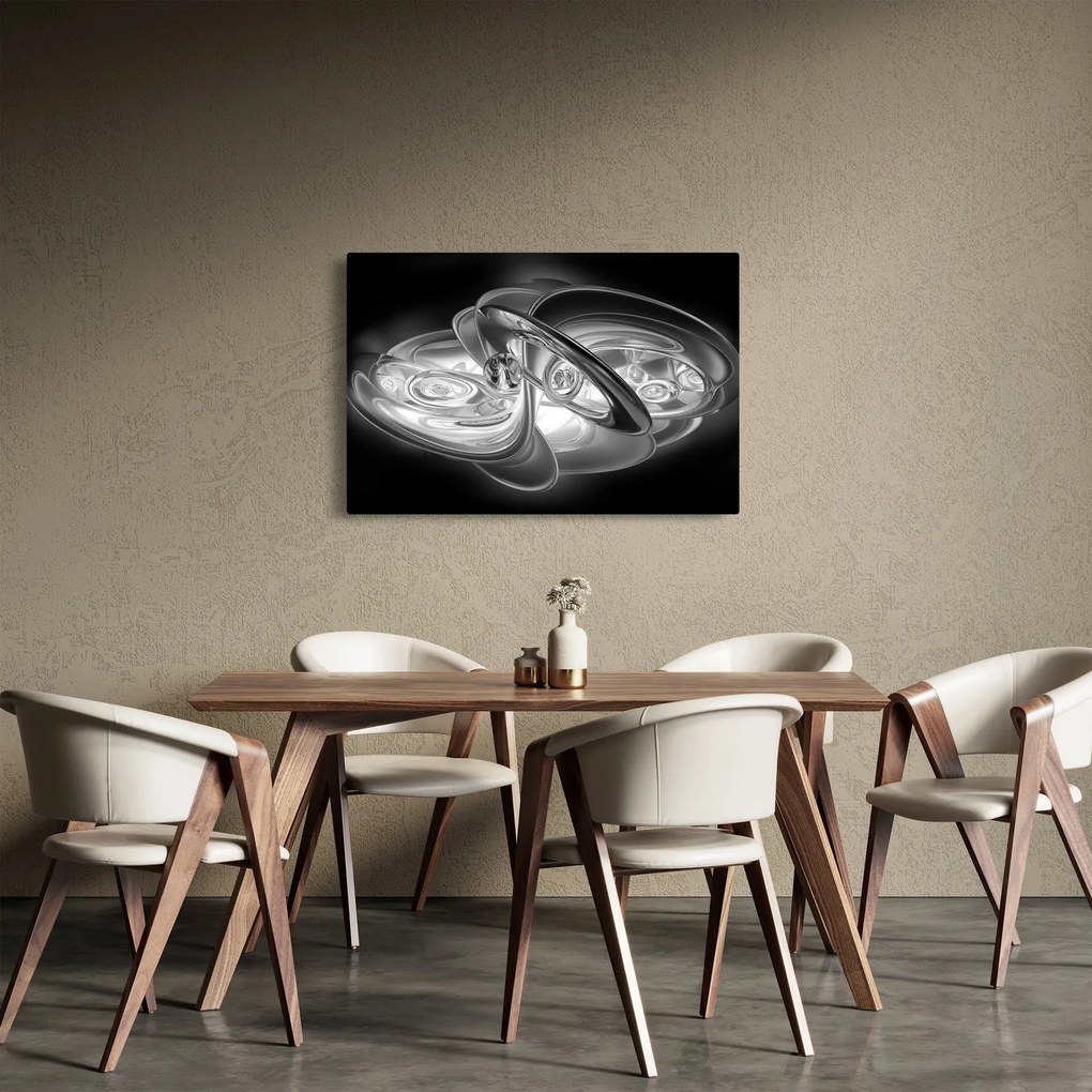 Tablou cu abstracțiune modernă în gri (90x60 cm)