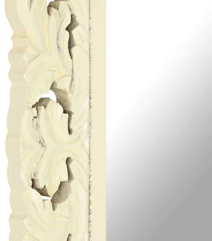 Oglinda sculptata manual, alb, 80x50 cm, lemn masiv mango 1, Alb, 50 x 80 cm