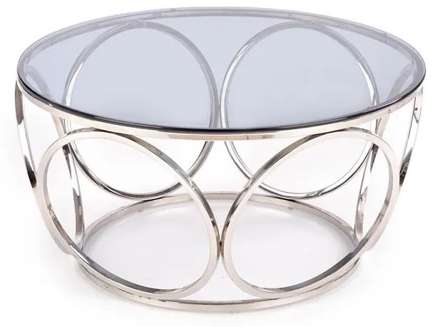 Masa de cafea Venus sticla fumurie/argintiu ø80/44 cm
