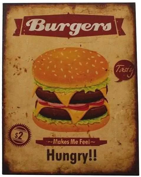 Decoratiune de perete Burgers, Metal, 40x30 cm