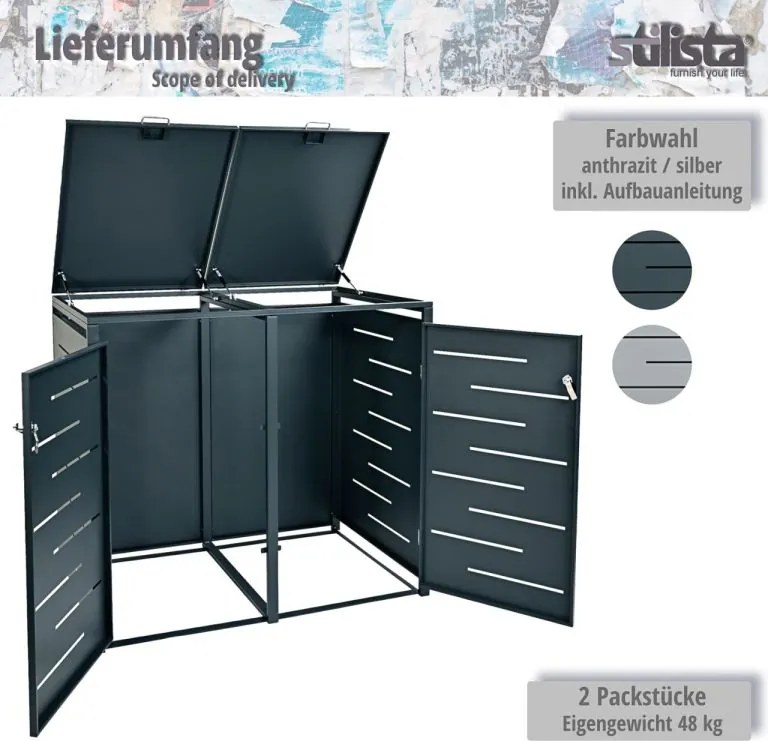 STILISTA Dulap pentru 2 coșuri de gunoi, 132 x 80 x 116 cm,