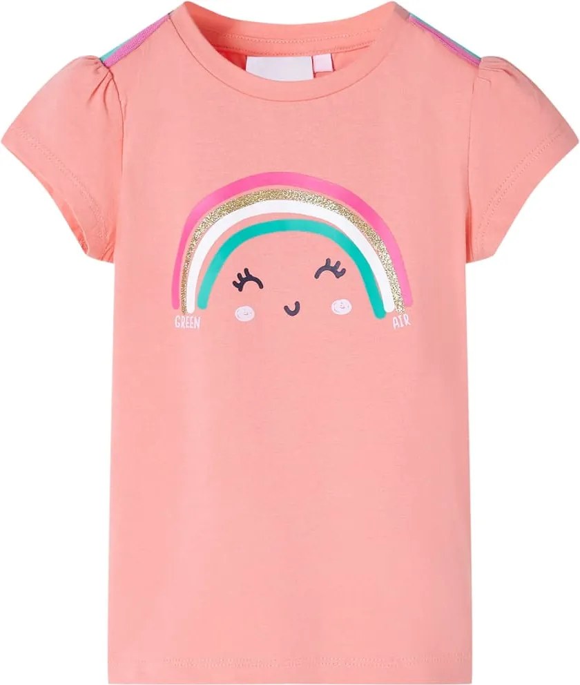 vidaXL Tricou pentru copii, corai deschis, 128