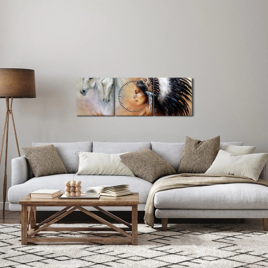 Tablou - Farmecele indienilor (cu ceas) (90x30 cm)