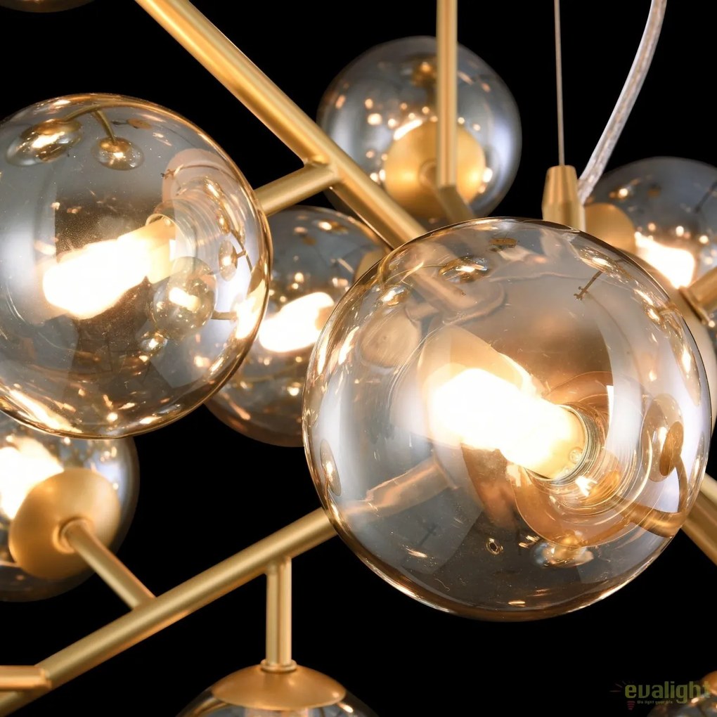 Lustra deosebita cu 24 de surse de lumina Dallas, auriu mat/ chihlimbar MYMOD545PL-24G