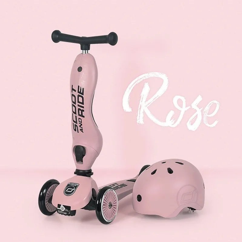 Trotineta copii cu sezut, transformabila 2in1, HighwayKick 1 Rose, 1-5 ani, pana la 50 kg, Scoot  Ride