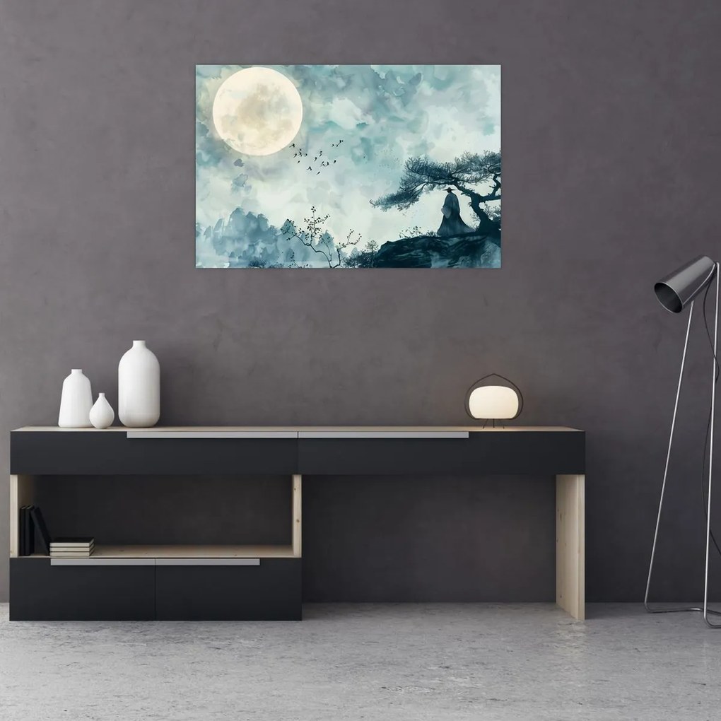 Tablou - Pictură cu lună plină (90x60 cm)