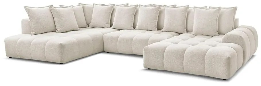 Colțar alb extensibil/cu spațiu de depozitare cu tapițerie din chenille (cu colț pe partea stângă/în formă de "U") Everest – Bobochic Paris