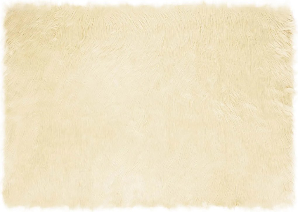 vidaXL Covor din Lână Faux Tafalla Crem 140 x 200 cm Poliester