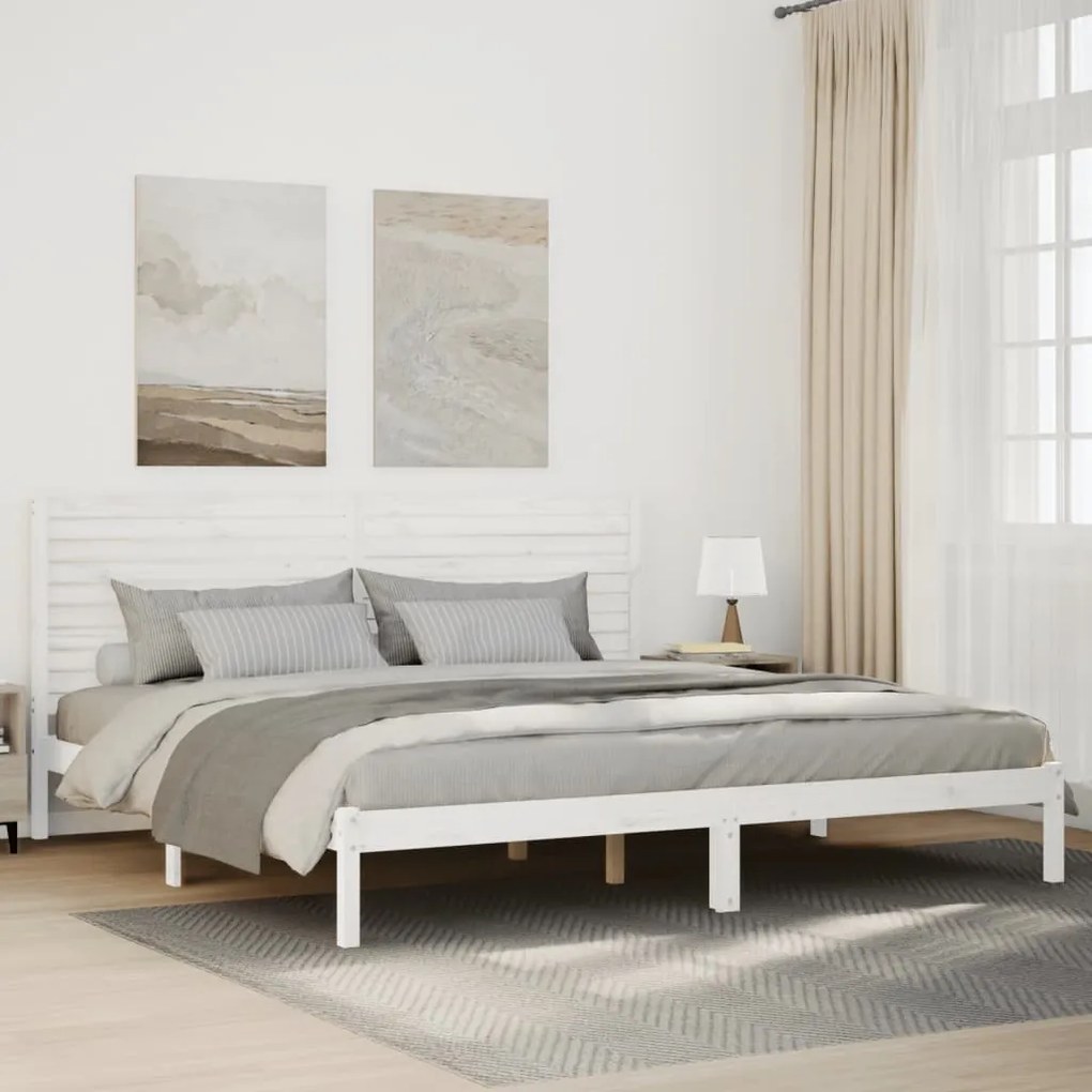 vidaXL Cadru pat foarte lung fără saltea, alb, 200x220 cm lemn masiv