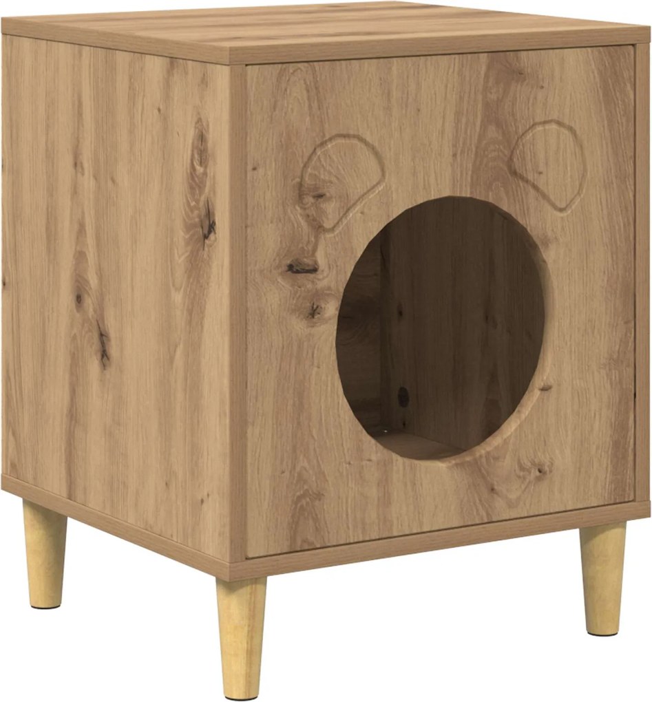 vidaXL Casa pentru pisici Stejar artizanal 42,5 x 40 x 53 cm