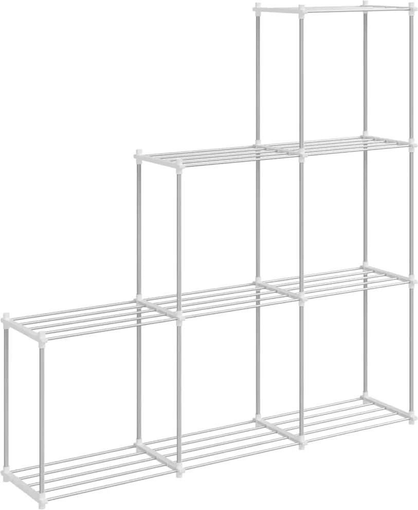 vidaXL Raft tubular cu depozitare Alb 129 x 27 x 132 cm Aluminiu