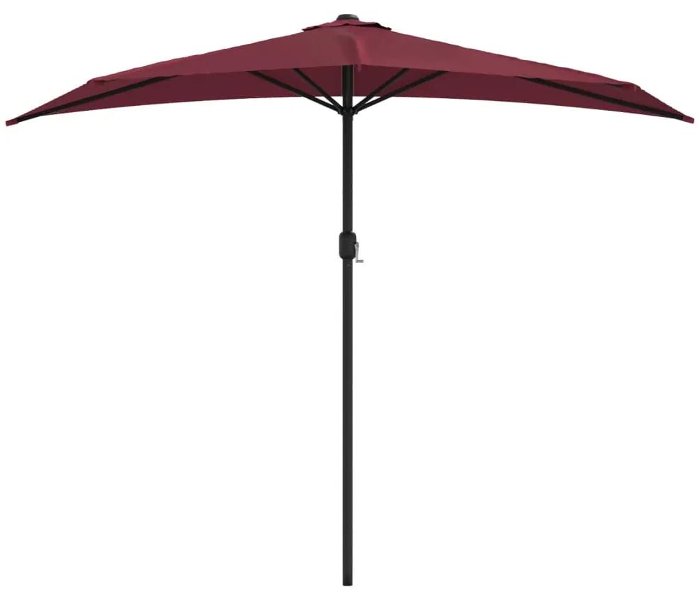 Umbrela de balcon tija aluminiu bordo 270x135x245 cm semirotund Rosu bordo