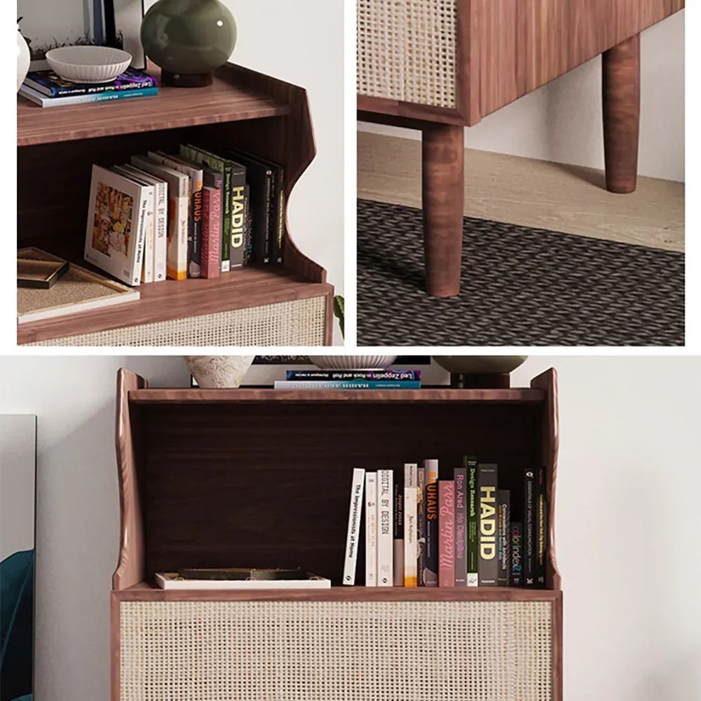 Nightstand japonez în stilul Japandi, culoare nuc DEPRIMO 21856, perfect pentru dormitor by Deprimo
