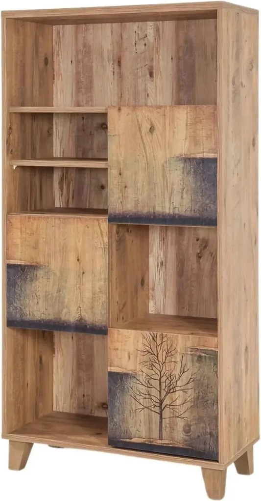 Biblioteca MARINA FLORA-753, pin atlantic, PAL melaminat, 80x36x155 cm