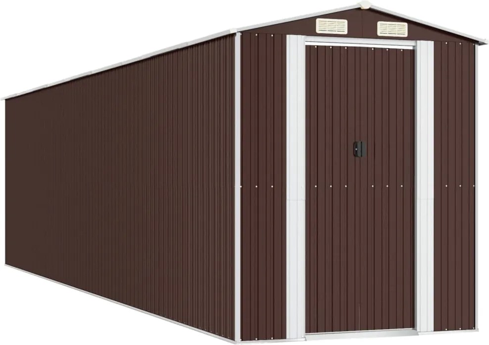 vidaXL Șopron de grădină, maro închis, 192x772x223 cm, oțel galvanizat