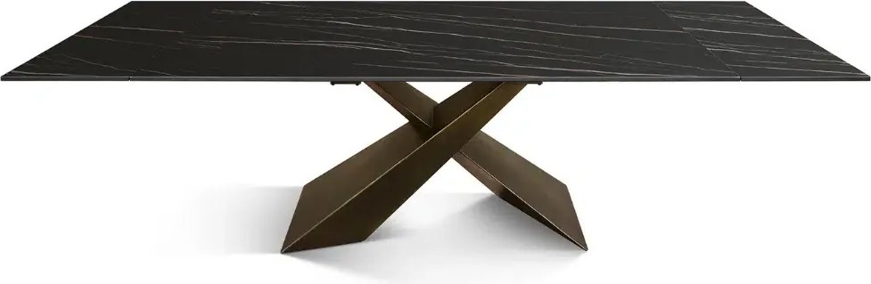MIRABELLE -MASA BLAT DREPTUNGHIULAR NEGRU CU AURIU MAT EXTENSIBILA-PICIOR METALIC BRONZ 180 cm/ 90 cm