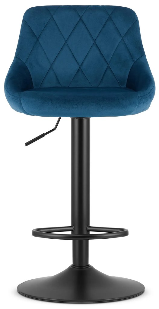 Scaun de bar albastru KAST VELVET cu picior negru