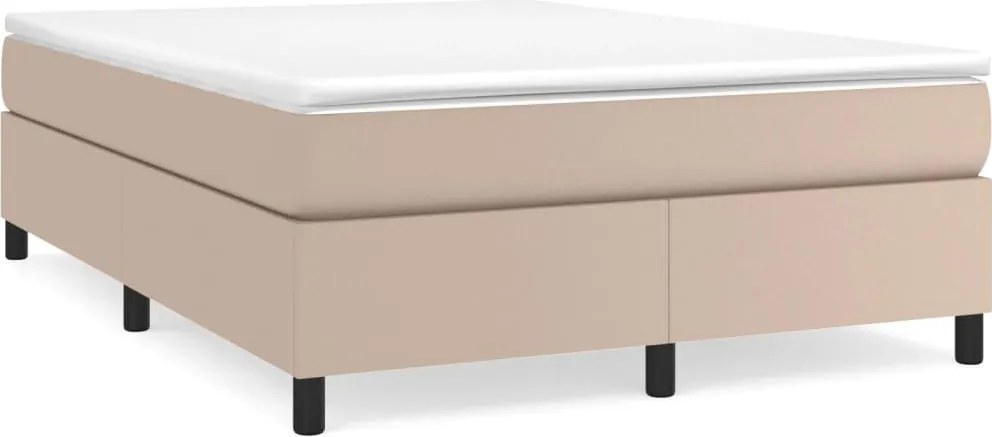 vidaXL Pat box spring cu saltea, cappuccino, 160x200cm piele ecologică