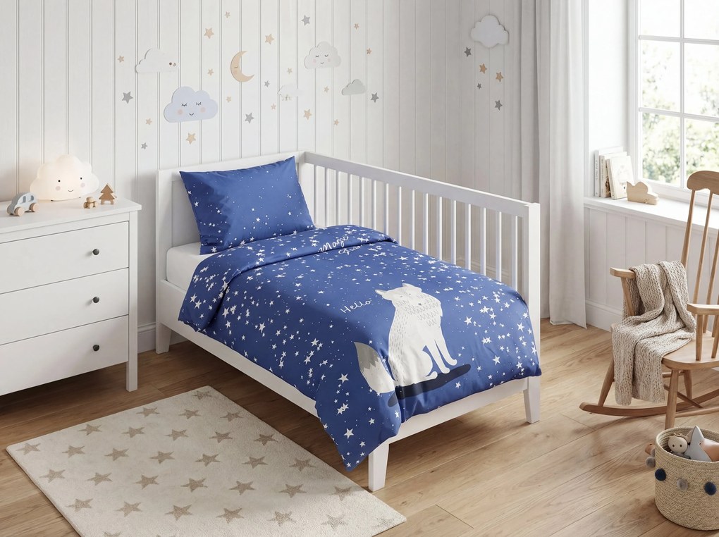 Lenjerie de pat din bumbac luminoasa pentru patut MAGIC STARS albastru Dimensiune lenjerie de pat: 40 x 60 cm | 100 x 135 cm