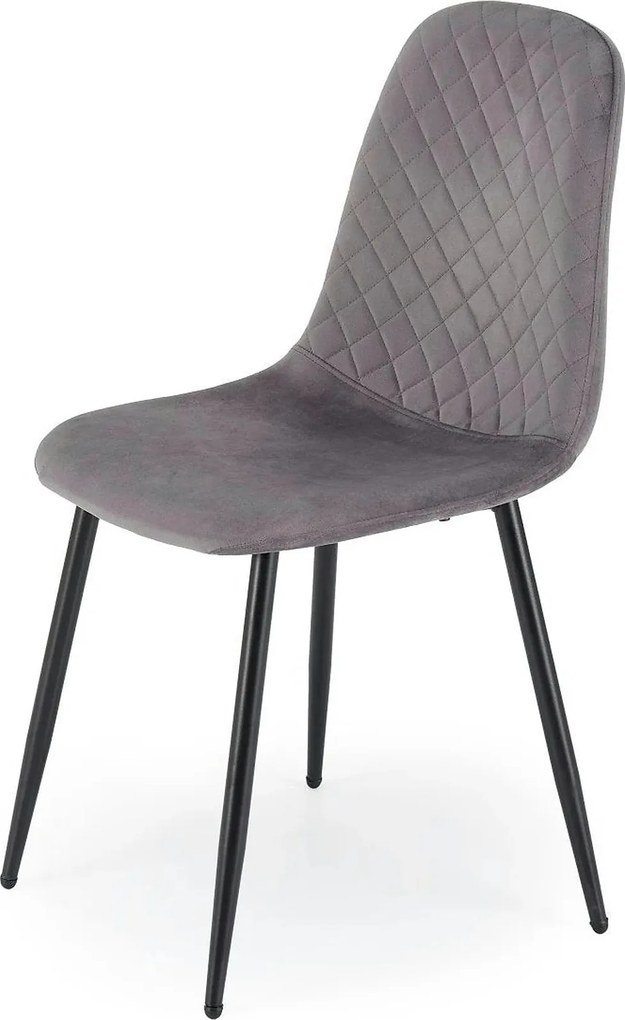 Scaun K608, gri, stofa catifelata/metal, 45x52x88 cm