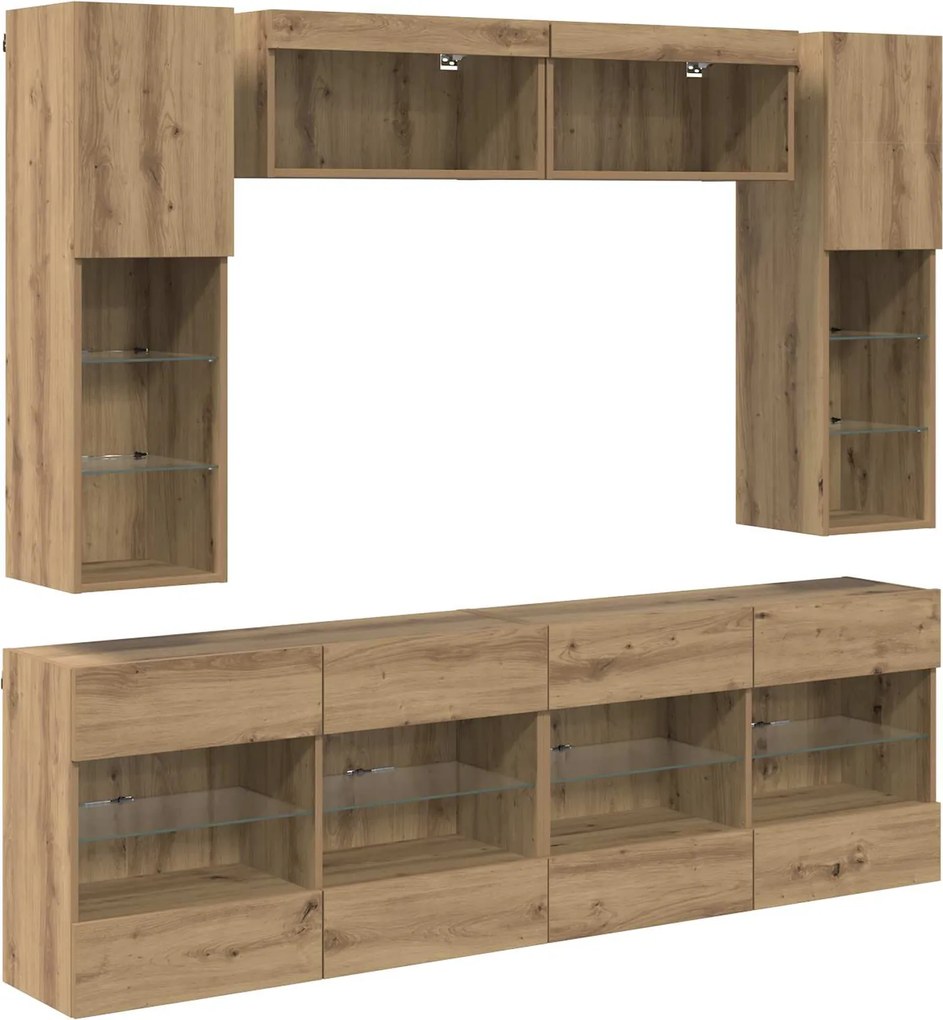 vidaXL Set Dulap pentru Televizor Montat pe Perete cu led 6 pcs