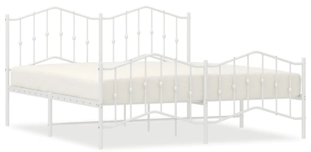 373860 vidaXL Cadru pat metalic cu tăblie de cap/picioare , alb, 180x200 cm