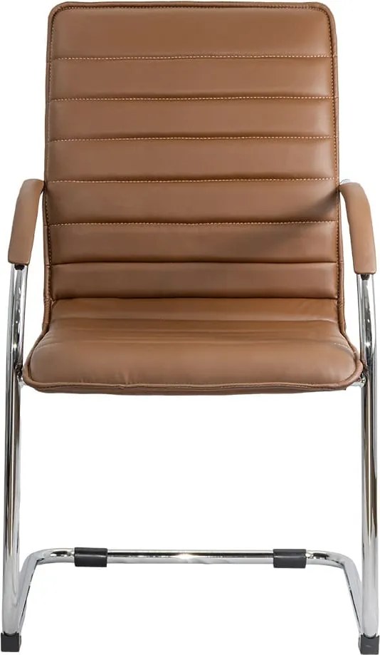 Scaun pentru așteptare maro OFF 835 din piele ecologică și cadru metalic cromat cu brațe
