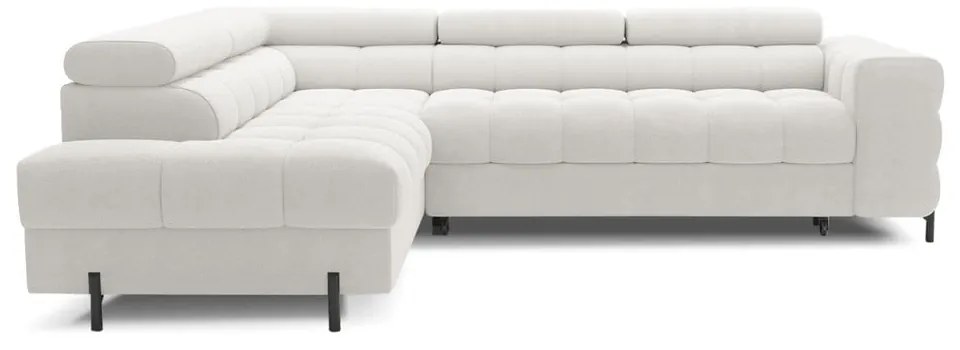 Colțar crem extensibil/cu spațiu de depozitare cu tapițerie din țesătură bouclé (cu colț pe partea stângă/în formă de ”L”) Ferucce – ELTAP