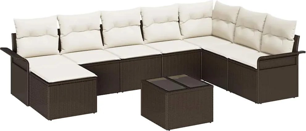 vidaXL Set de canapele pentru grădină cu pernă 9 pcs Gri Rattan poli