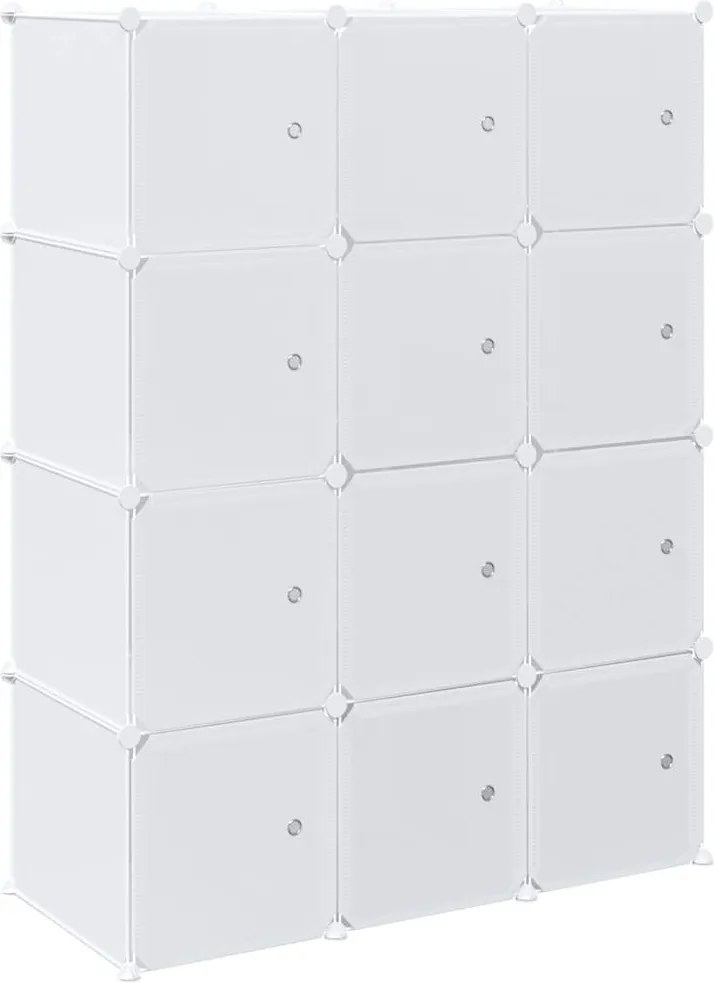 vidaXL Organizator cuburi depozitare cu 12 cuburi și tije de agățat PP